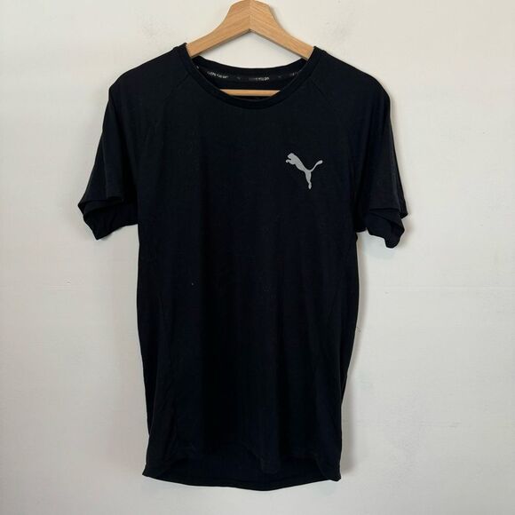 Black Puma Keep You Dry Tee Shirt with Gray Logo Graphic Top Size Mens Small - Picture 2 of 6